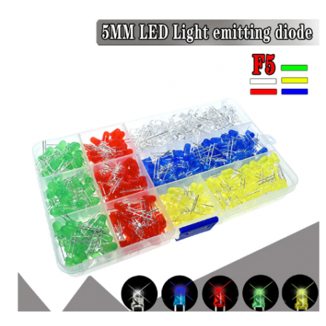 Kit Caja 500 Led 5mm Difuso 5 Colores 100 C/u Proyectos Arduino  Itytarg
