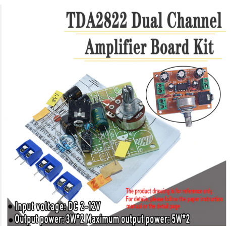 Diy Tda2822 Amplificador De Audio Stereo Auxiliar 5w * 2  1.8-12v Con Potenciometro Ajuste  Itytarg