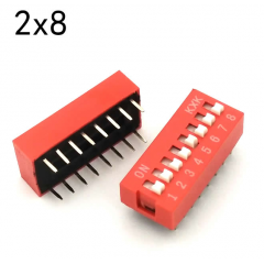 Lote 5 X Dip Switch Rojo Vertical 8pin 2x8 Pitch 2.54mm 24v 25ma Itytarg
