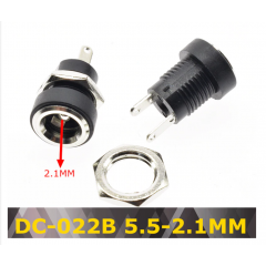Lote 5 X Conector Jack Dc 5.5 2.1mm Dc-022 Dc022b Chasis C/ Tuerca Itytarg