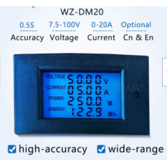 Wz-dm20 Medicion Energia Dc 8-100v 20a Voltimetro Amperimetro Potencia Sistemas Solares Itytarg