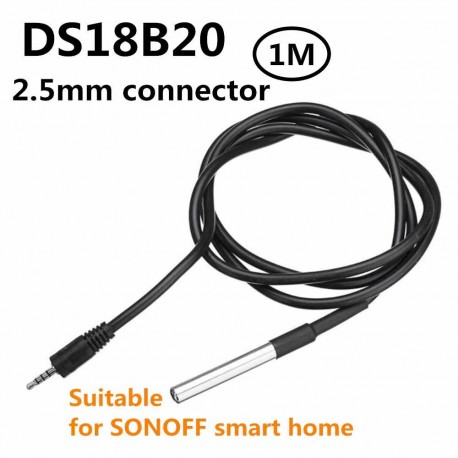 Sensor Sonda Temperatura Ds18b20 Cable 1m Plug 2.5 Sonoff Th10 Th16  Itytarg