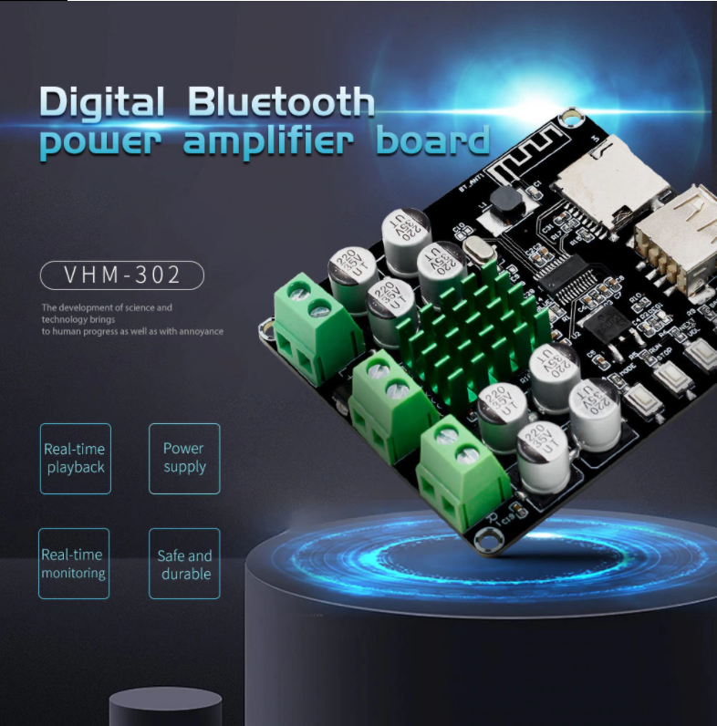 Modulo amplificador tpa3116d2 50+50w bluetooth u disk, tf card player