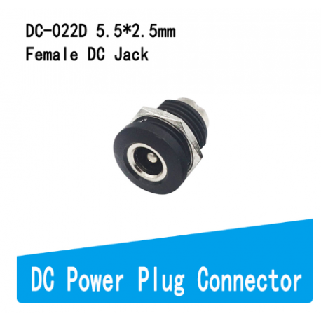 Lote 10 X Conector Dc022d 5525 Dc Jack Panel 5.5x2.5mm Con Tuerca Itytarg