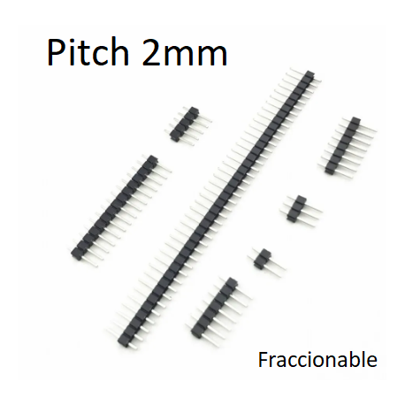 Lote 25 X Tira Pin Macho Conector 1x2 Pin Pitch 2mm Fraccionable Itytarg