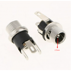 Lote 5 X Conector Jack Dc 5.5 2.5mm Dc-025 Dc025 Chasis C/ Tuerca Itytarg